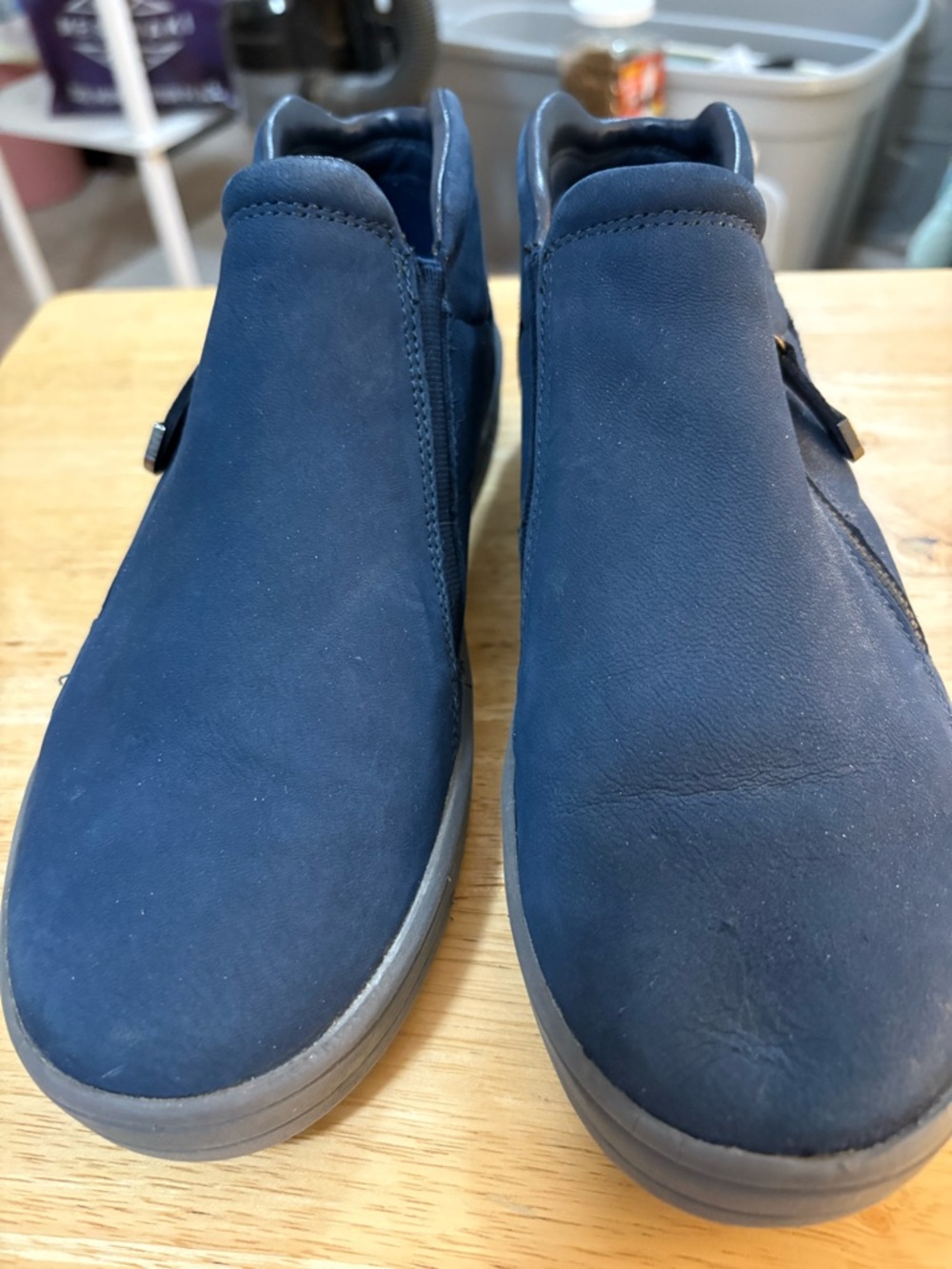 Easy Spirit Novia bootie navy 8.5 leather zip arch support rubber sole